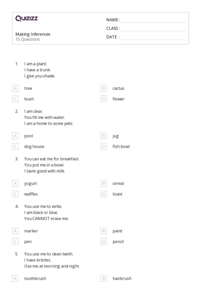 First grade Chinese worksheet about making inferences in stories