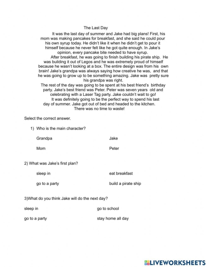 First grade student reading a story and thinking about clues to make inferences about what happened next