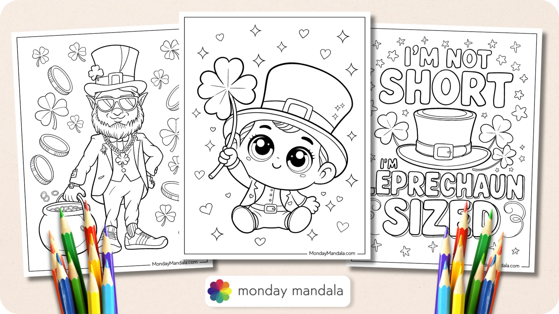 Leprechaun coloring page worksheet for first graders celebrating St. Patrick's Day