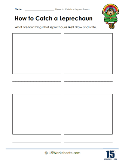 Fun leprechaun crossword activity for learning letters and words in first grade Leprechaun-themed crossword puzzle worksheet for first graders to enhance vocabulary skills