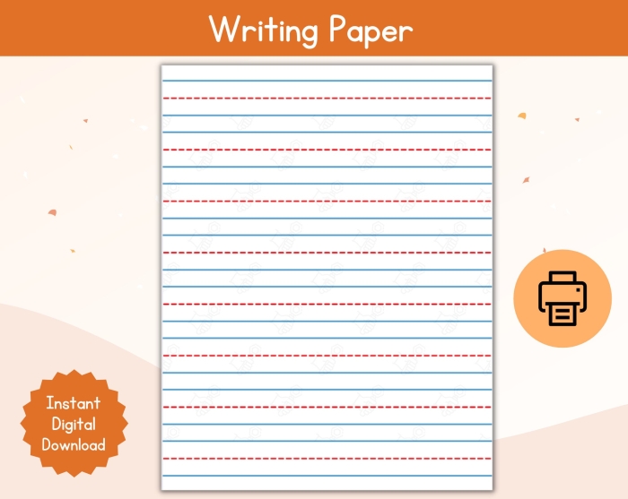 First grade printable subtraction worksheet featuring rows of lined handwriting paper for math practice