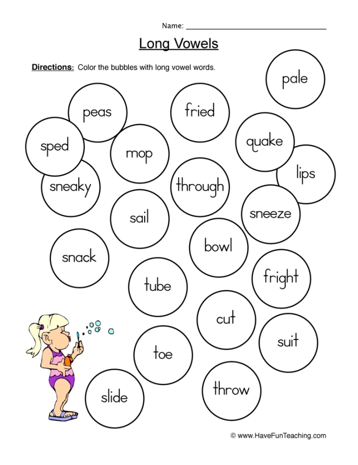 First grade phonics worksheet focusing on long A words spelled with ai like train