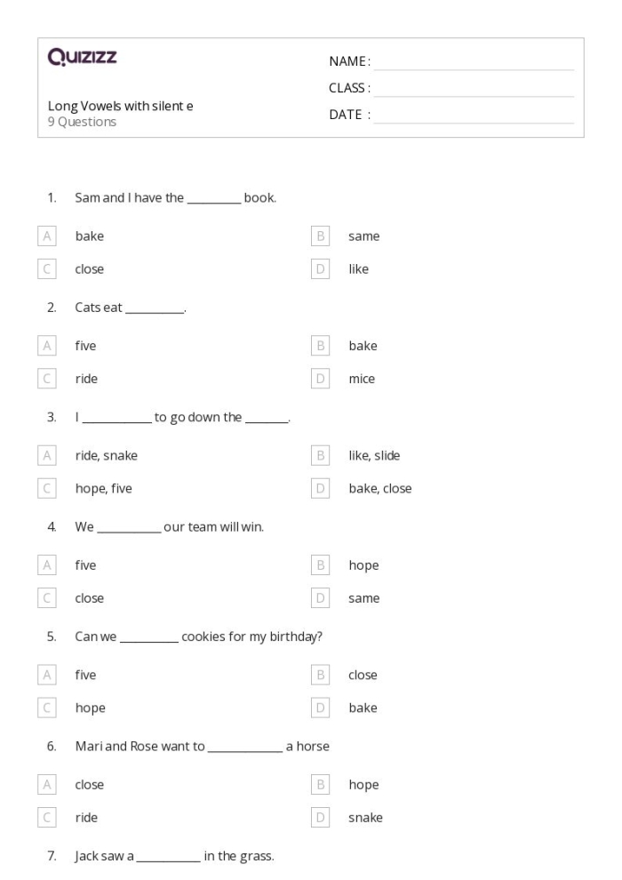 First grade phonics worksheet focusing on long A words spelled with ai like train