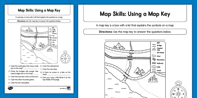 A first-grade student engaging with a simplified county map to learn about map keys