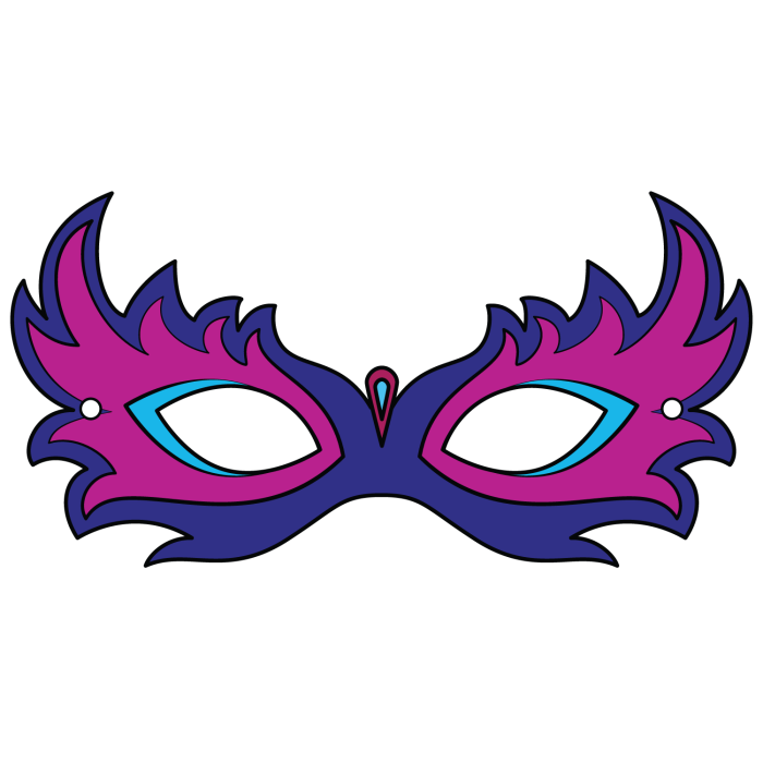 Coloring worksheet featuring a decorative New Year's masquerade mask for first graders