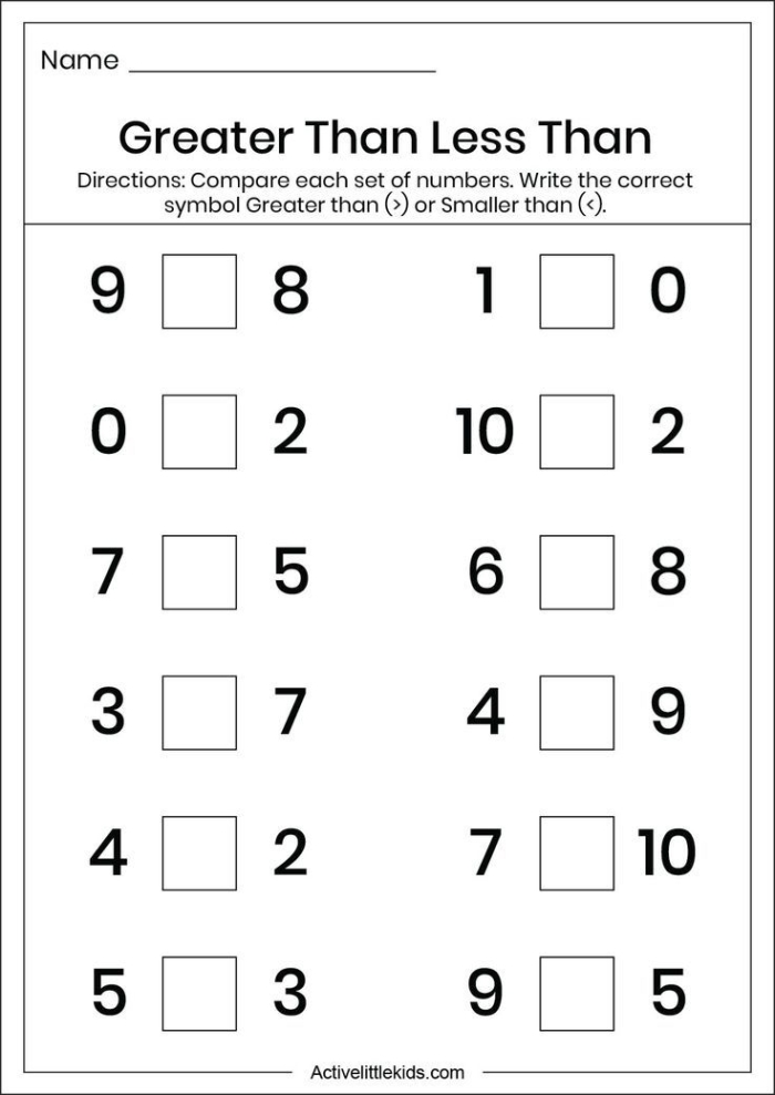 Comparing Numbers Activity Sheet for Early Learners Using Greater Than Less Than Symbols First grade math worksheet showing comparison exercises with greater than and less than symbols for number 25