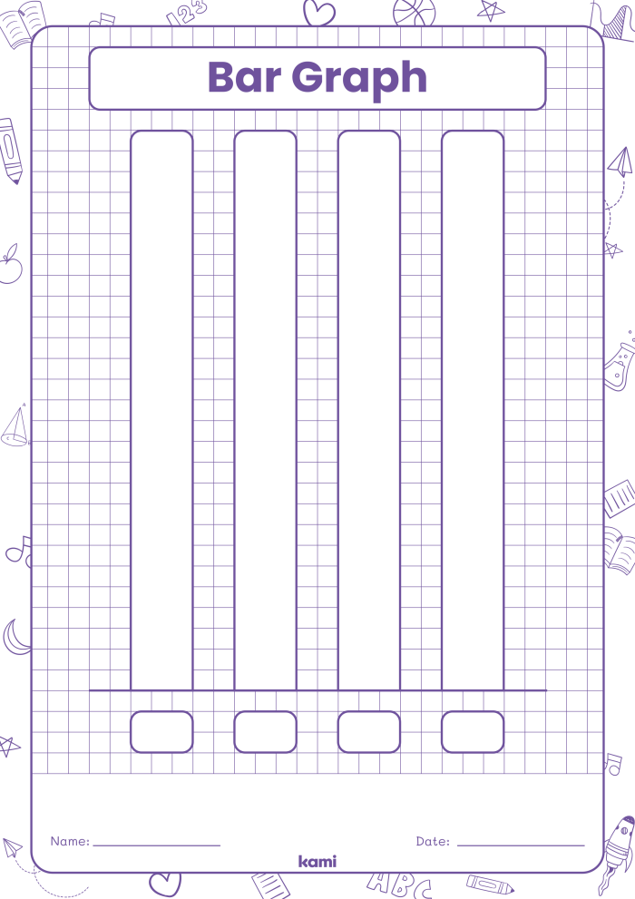 First grade student worksheet featuring a blank bar graph grid for practicing integers and rational numbers