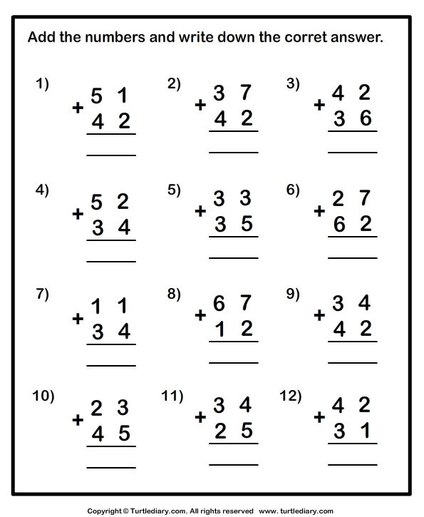 Addition worksheet focused on helping students gain confidence with basic math skills Worksheet for first graders practicing addition by adding 2 to numbers up to 10