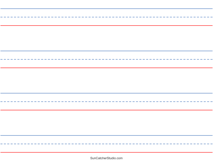 Lined handwriting paper worksheet for first graders focusing on subtraction skills
