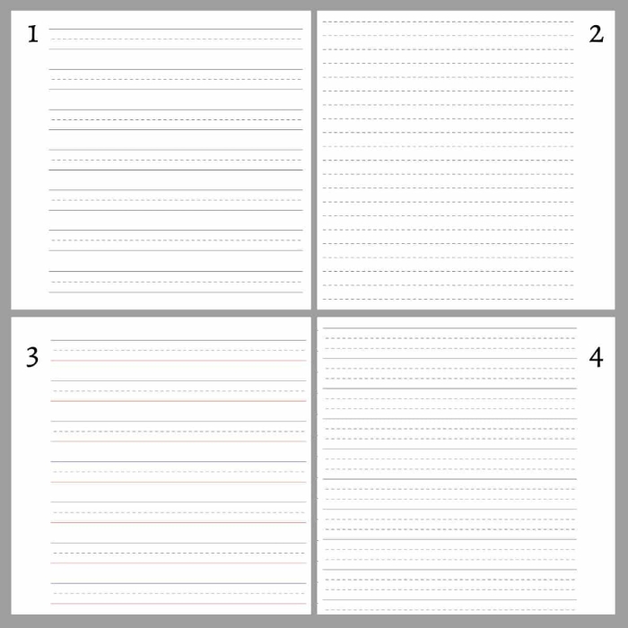 First grade subtraction worksheet featuring lined handwriting paper for math practice