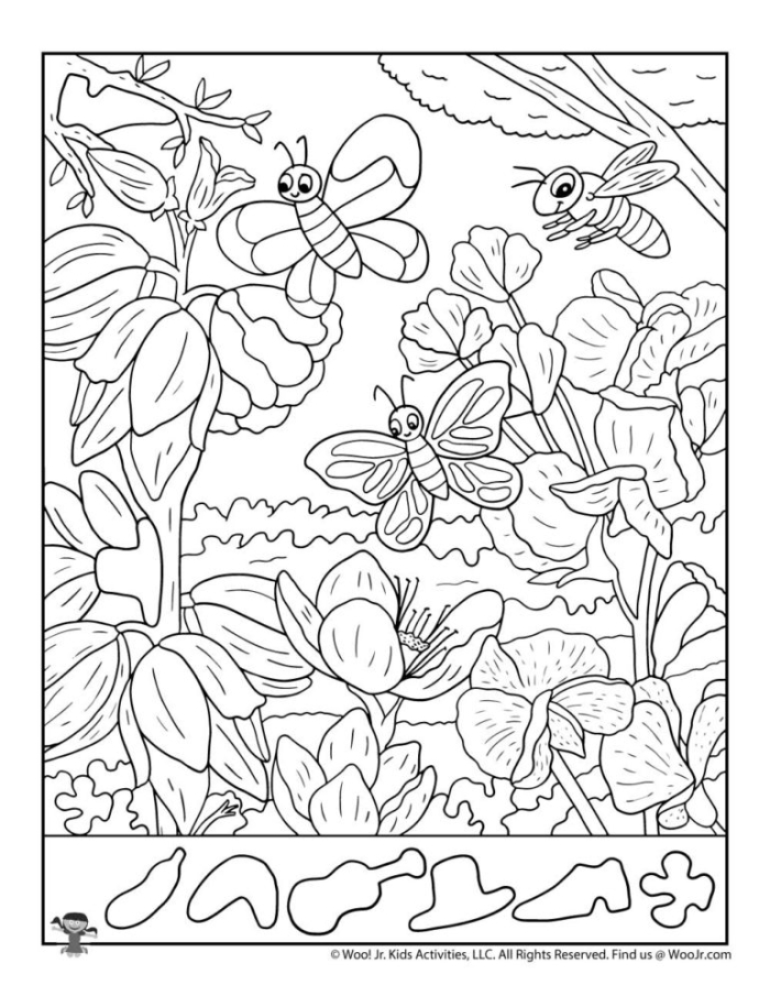 First grade math worksheet with a color by number hidden bug design