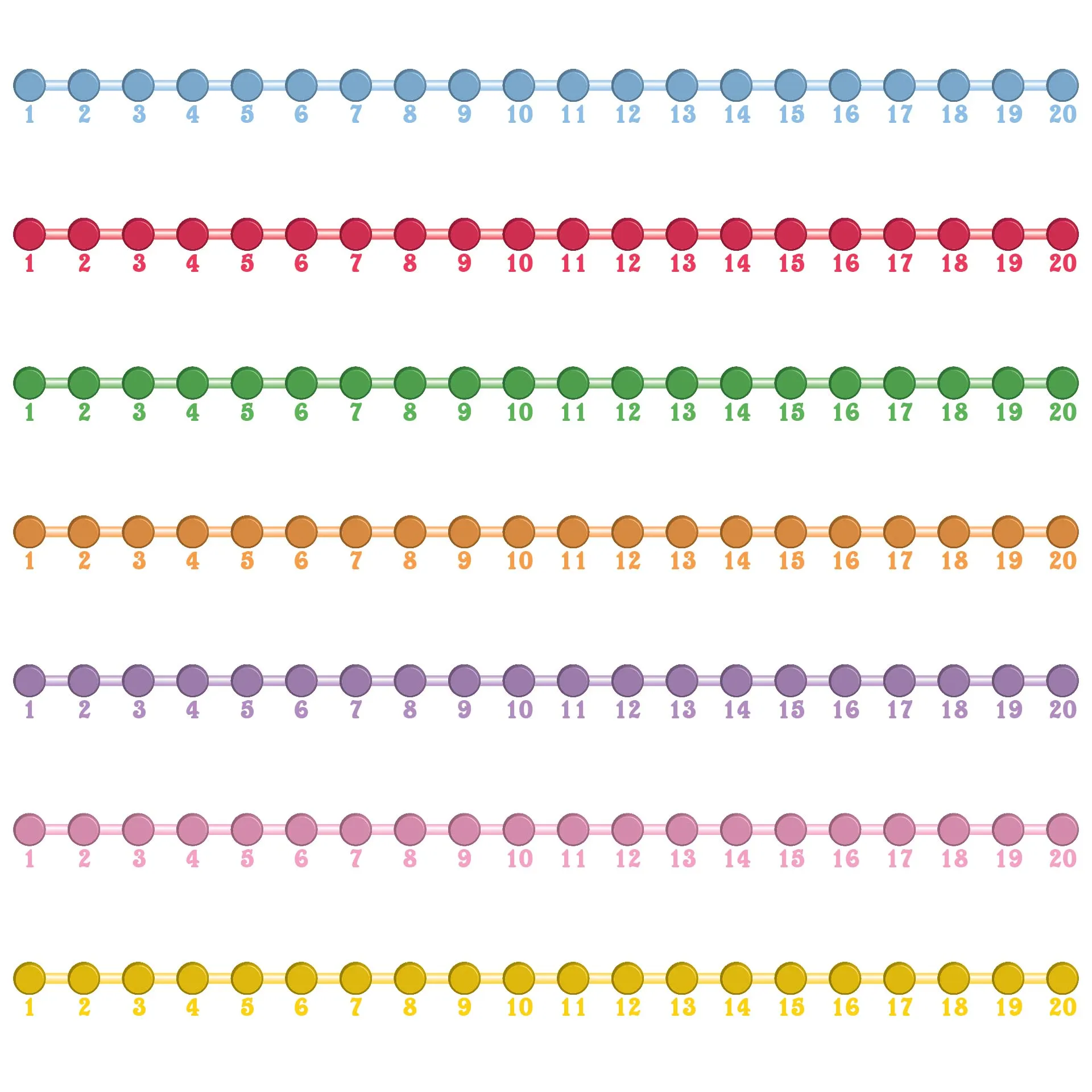 Number line worksheet for practicing addition and subtraction within 20