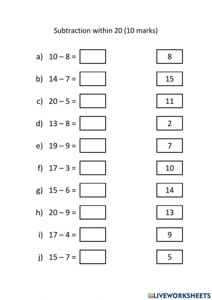 St. Patrick's Day-themed worksheet featuring addition and subtraction problems within 10 for first graders