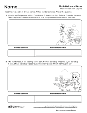 Earth and Space Science worksheet for First Grade Math Story Problems worksheet designed for first graders featuring colorful illustrations to enhance understanding. Engaging visual aids to assist students in solving math story problems effectively.