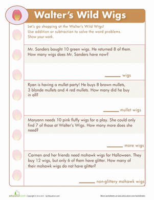 Illustration supporting math story problems to aid first-grade students in problem-solving skills Math Story Problems worksheet for first graders featuring engaging visuals to enhance understanding