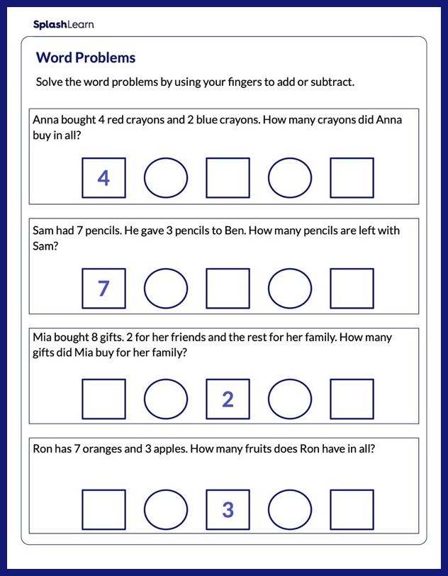 Visual aid for solving math story problems in Earth and Space Science Math Story Problems worksheet featuring engaging visuals for first graders