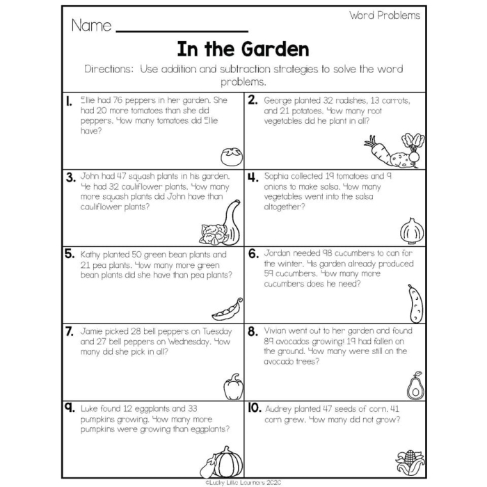 Practice Test Word Problems Worksheet for First Grade Five First grade math worksheet featuring addition and subtraction word problems for practice test five