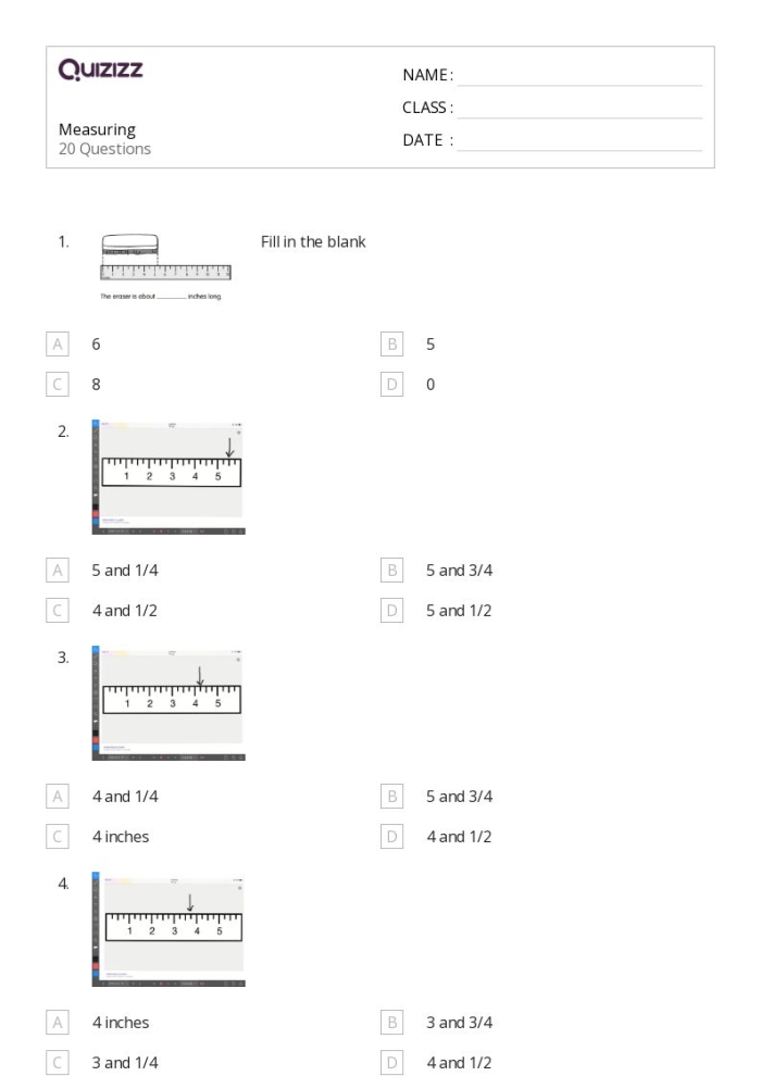 First grade math worksheet for practicing how to measure various objects in inches