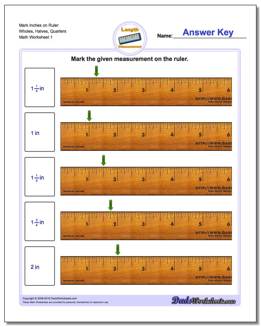 A first grade student uses a ruler to measure colorful shoelaces in this printable math activity.