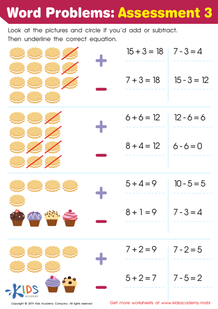 First grade math worksheet featuring ratio and proportion word problems for children to practice mental math