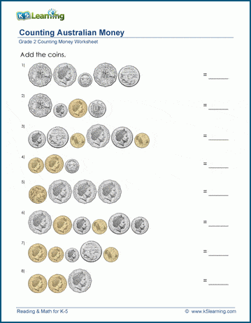 First grade money quiz worksheet featuring coin counting problems and bubble answer choices