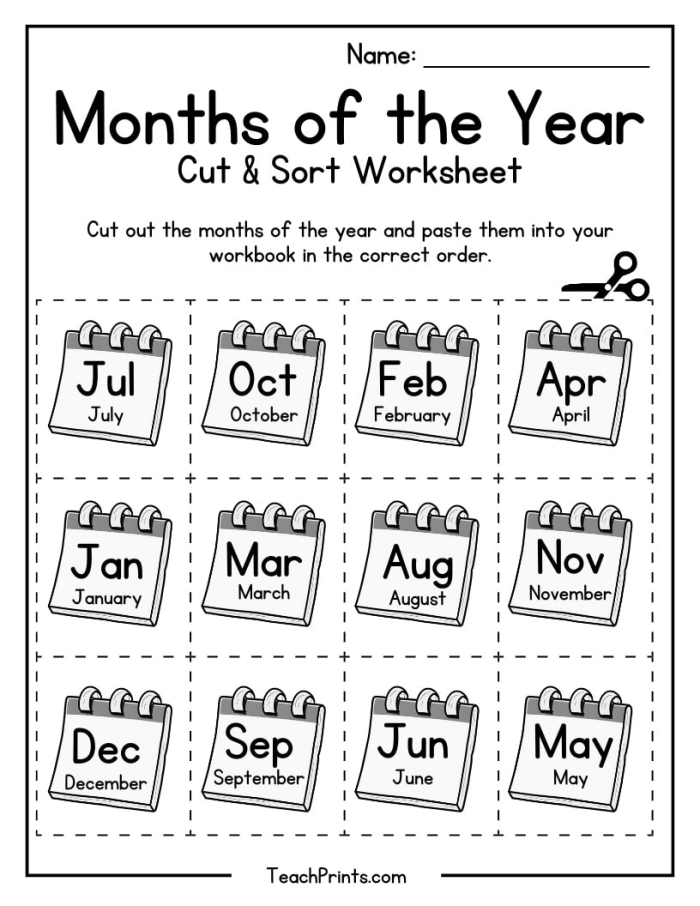 First grade student identifying months of the year on a geometry themed calendar worksheet
