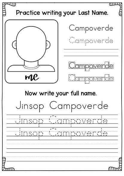 First and Last Name Writing Worksheet for History Class, Image 11 Worksheet for first graders to practice writing their first and last name