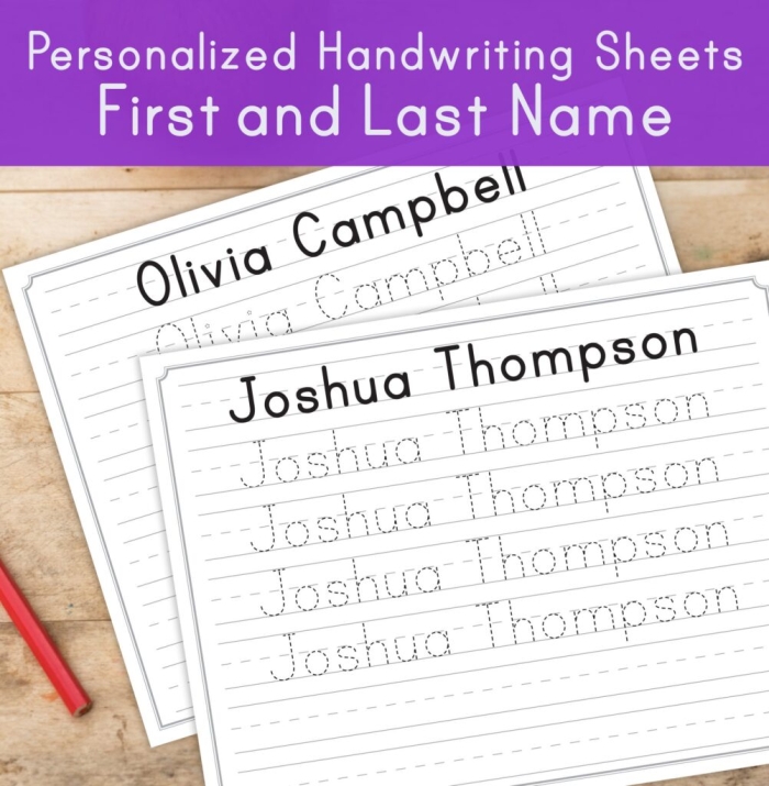 Worksheet image showcasing student name writing exercise for grade one First grade writing worksheet for practicing first and last name skills