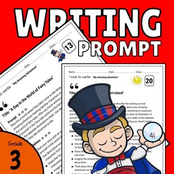 First grade students working on a narrative writing prompt worksheet