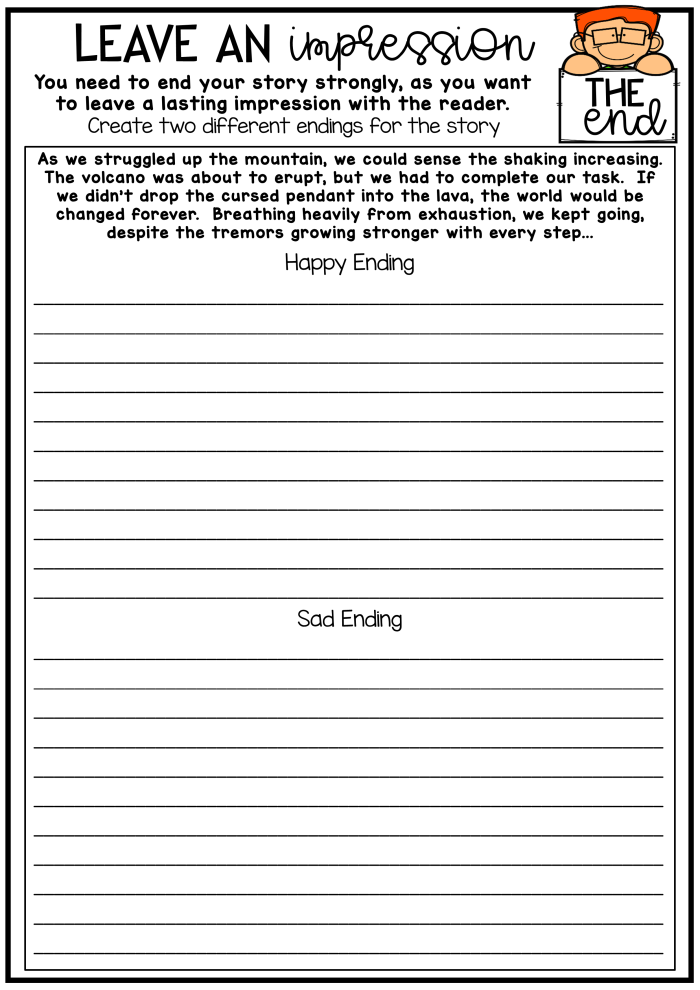 First grade student working on a personal narrative writing prompt worksheet