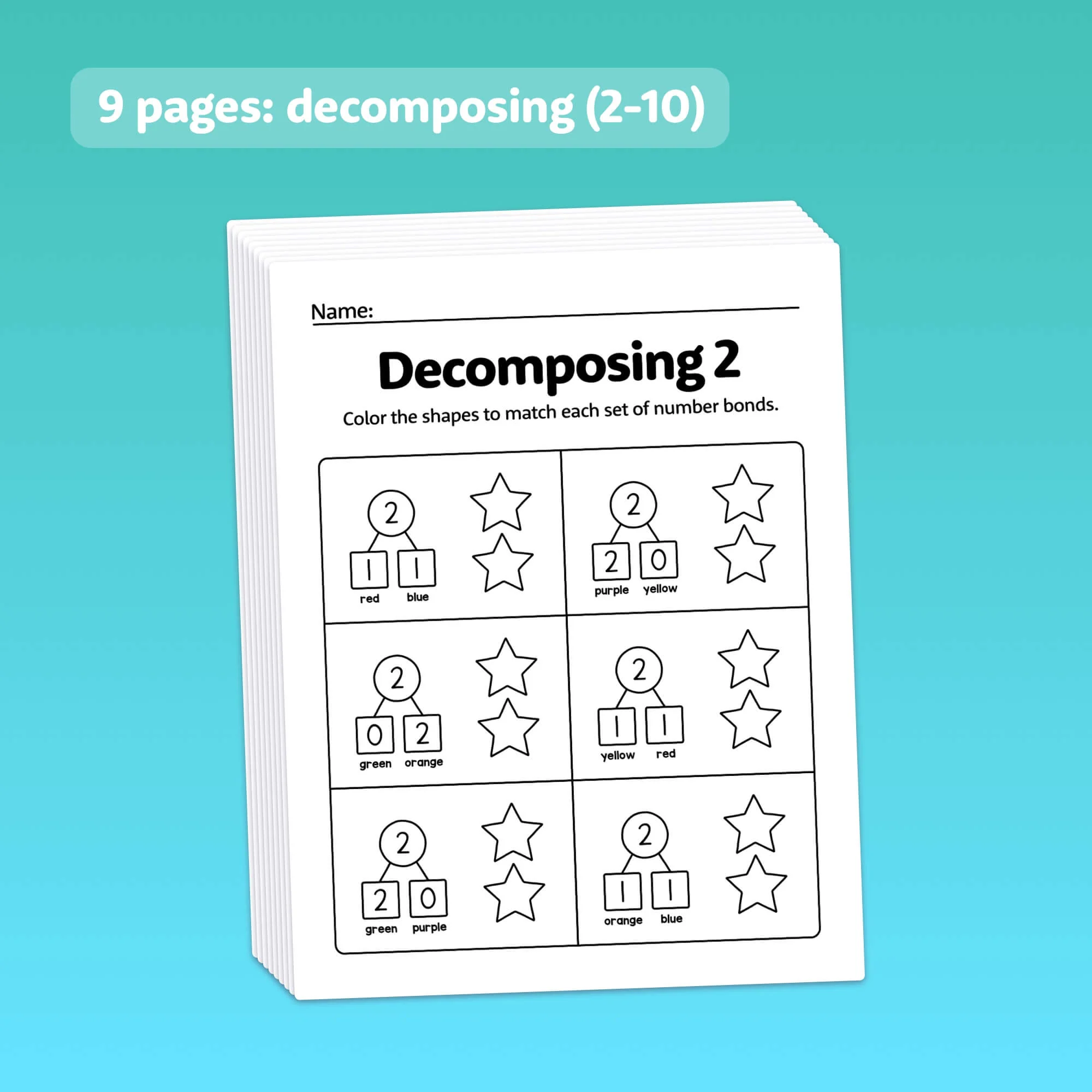 Geography worksheet for First Grade Colorful worksheet for first graders focusing on composing and decomposing numbers within 20. Engaging activity sheet to enhance young mathematicians' skills in number bonds.