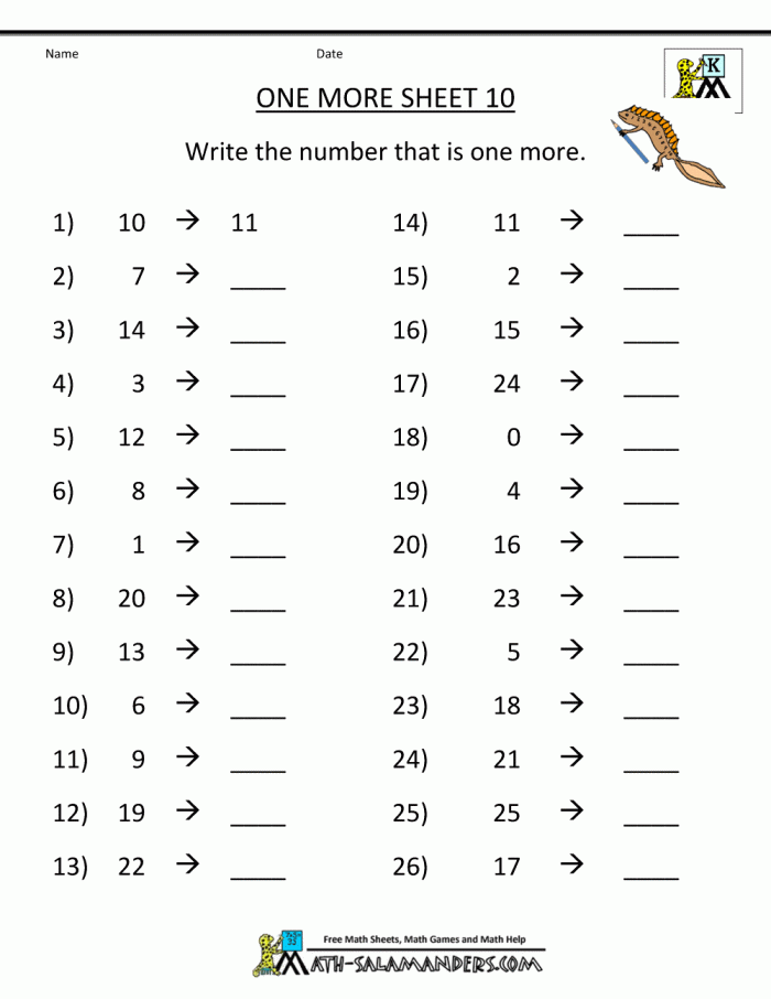 One More Ten More Math Worksheet for Early Learners Image 2 First grade one more ten more addition worksheet with number practice problems for building fluency within 100