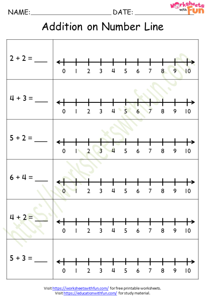 First grade student using a number line to skip count and solve addition problems step by step