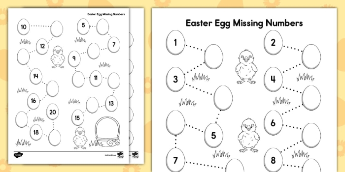 Missing Numbers Egg Escape Math Activity for Early Learners First grade math worksheet showing an egg-themed number grid puzzle where students fill in missing numbers from 1 to 100