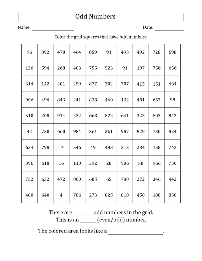 First Grade Phonics Odd Number Gold Worksheet Image 8 Colorful worksheet guiding kids to color odd numbers to find gold at the rainbow's end