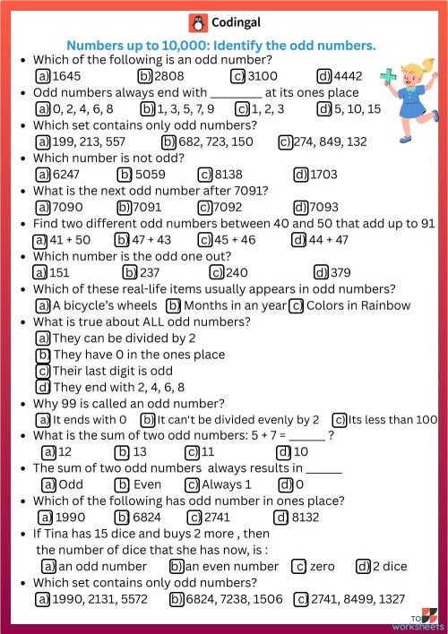 Phonics worksheet for First Grade Kids engaging with the Odd Number Gold worksheet by coloring odd numbers along a rainbow path. Fun phonics activity for first graders leading to a treasure at the end.