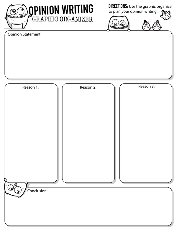 Opinion graphic organizer worksheet designed for first graders to express their opinions and supporting reasons