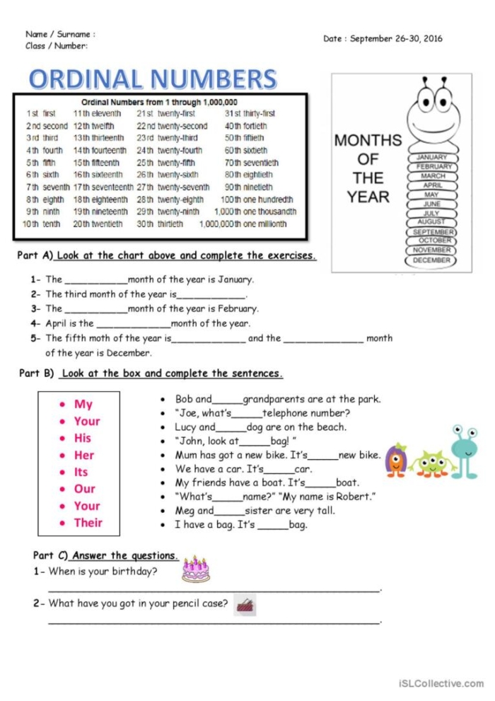 Ordinal Numbers Worksheet Subtraction Practice Page 11 First grade subtraction worksheet focusing on identifying the eleventh ordinal number