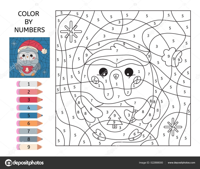 First grade owl addition color-by-number worksheet with math problems and colored sections