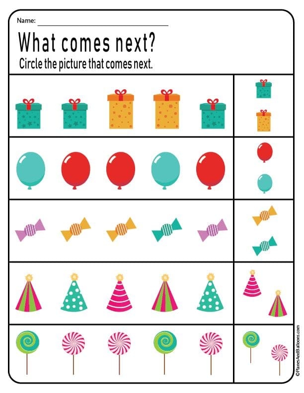 First grade students completing a pattern quiz worksheet with colorful shapes and colors to sort