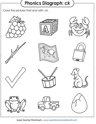 Words Ending in Ck worksheet for first graders to enhance phonics skills