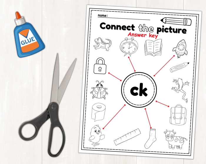 Worksheet featuring words that end with "ck" to enhance phonics learning for first graders