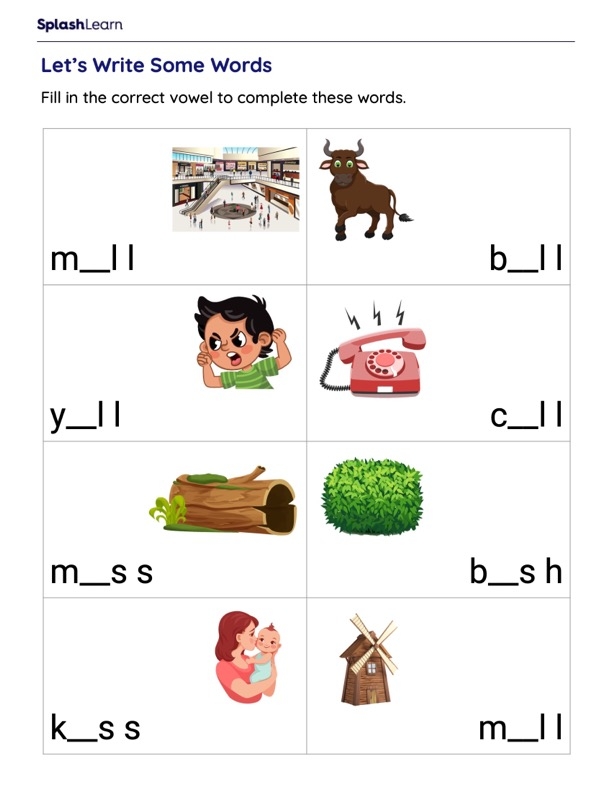 First Grade Vowel Sounds Evaluation Worksheet 13 Phonics Practice Test worksheet focusing on vowel sounds for first graders