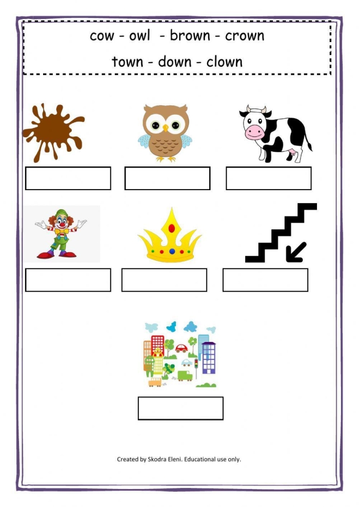 First grade phonics worksheet focused on distinguishing OU and OW spellings in words. Engaging activity for early readers to enhance their spelling skills.