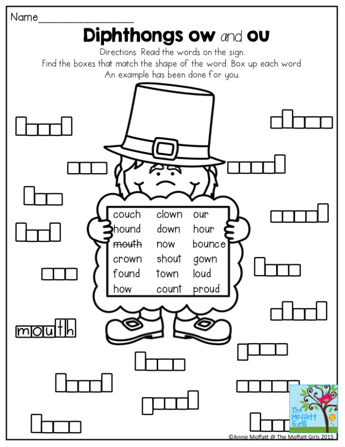 Engaging vocabulary-building activity centered on diphthong OW for young learners Worksheet for first graders focusing on the vowel diphthong OW to enhance phonics skills