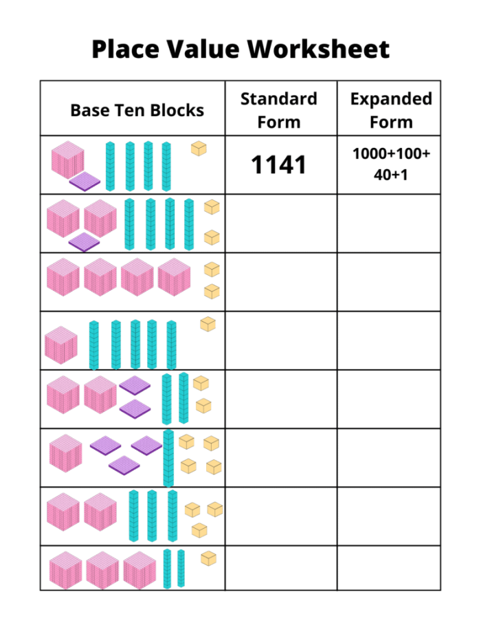 First grade math worksheet focusing on identifying place value with tens and ones for number 10