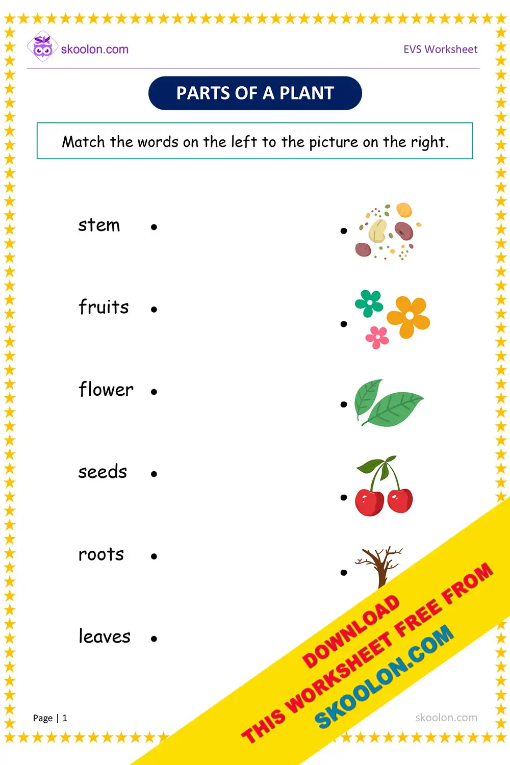 First grade student completing a parts of a plant vocabulary word scramble worksheet