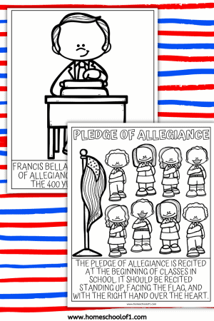 Worksheet image designed to assist children in memorizing the Pledge of Allegiance Fill-in-the-blank worksheet for first graders to learn the Pledge of Allegiance