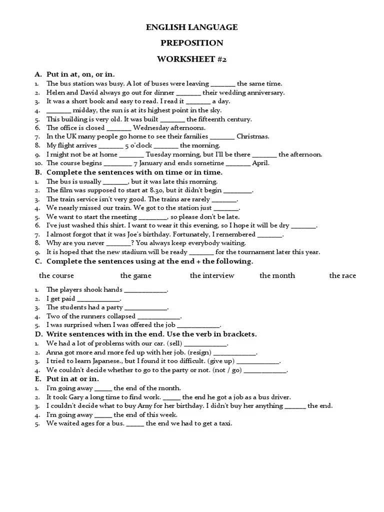 Worksheet featuring a comprehensive list of prepositions for first graders