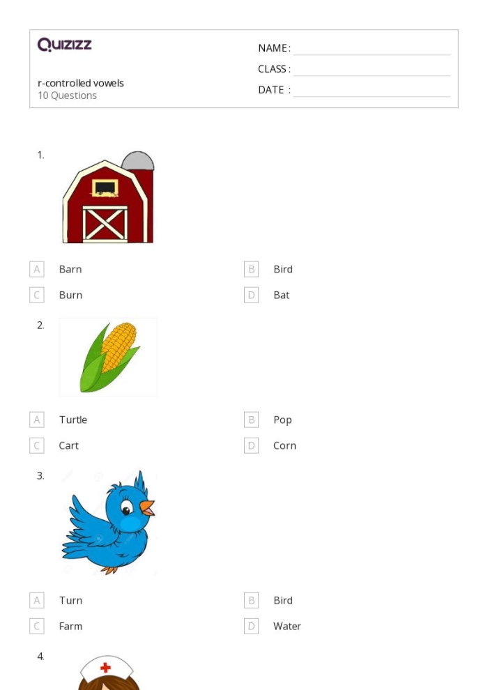 Engaging activity sheet focusing on R-controlled vowels for young learners R-Controlled Vowels worksheet designed for first graders to enhance phonics understanding